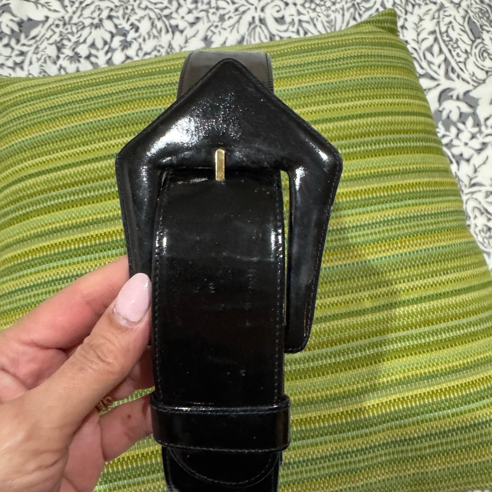 Vintage Charles Jourdan Black Leather Belt size M - Made in France